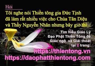 Tôi nghe nói Thiền tông gia Đức Tịnh đã làm rất nhiều việc cho Chùa Tân Diệu và Thầy Nguyễn Nhân như